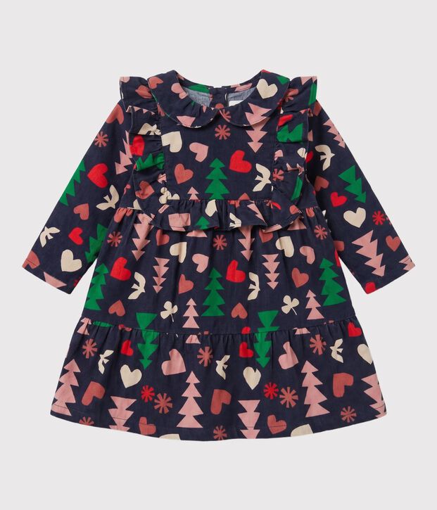 Flanellen jurk met lange mouwen voor baby's blauw/multicouleur
