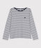 Katoenen marineshirt met lange mouw voor dames wit MARSHMALLOW/blauw SMOKING