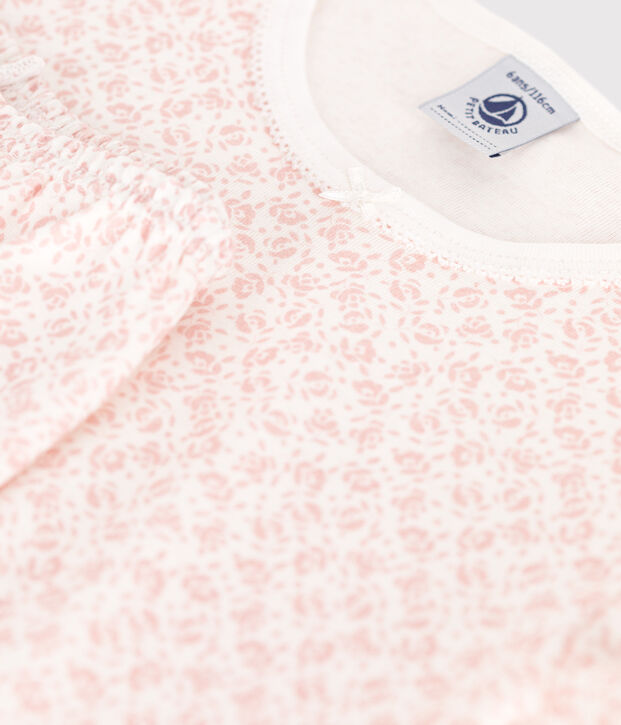 Katoenen capri pyjama met bloemenprint voor kinderen wit/roze