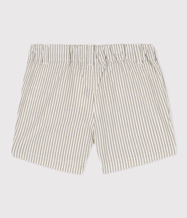 Seersucker short voor baby's groen/wit