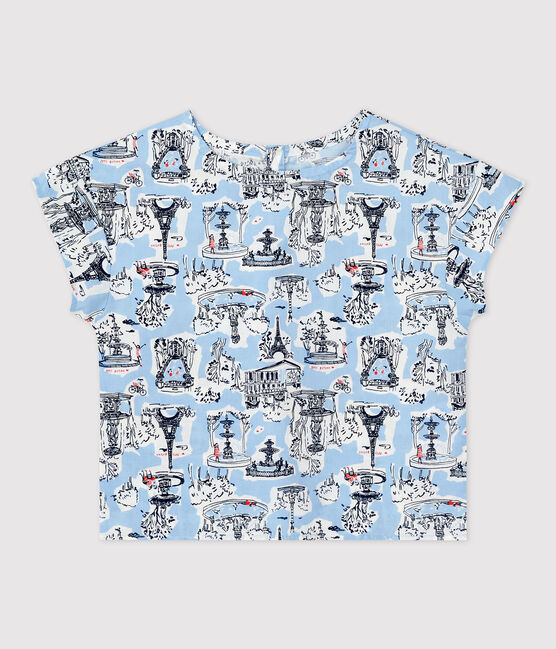 Blouse manches courtes à imprimé enfant fille blanc MARSHMALLOW/blanc MULTICO