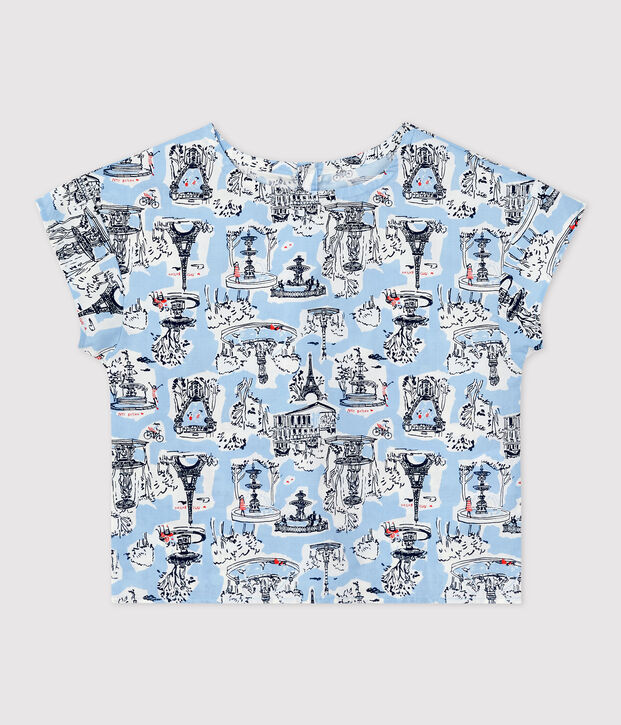 Blouse met print en korte mouwen voor meisjes wit/multicouleur