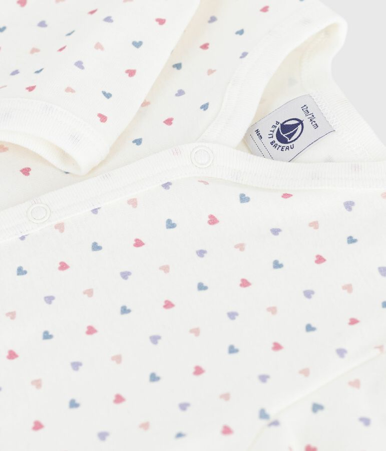 Pyjama b&eacute;b&eacute; sans pieds en coton imprim&eacute; blanc/bleu