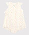 Combicourt fleuri bébé fille en tubique chaine et trame en coton biologique blanc MARSHMALLOW/blanc MULTICO
