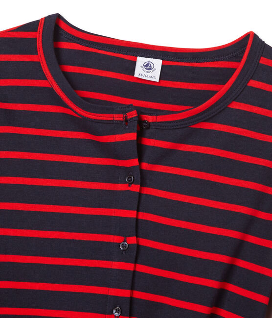 Gestreepte damescardigan blauw SMOKING/rood PEPS