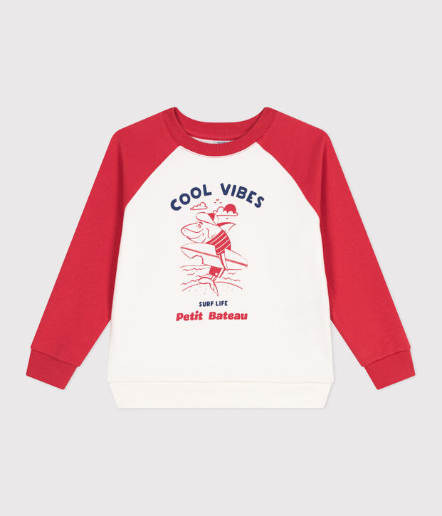 Katoenen sweatshirt met print voor kinderen rood/rood