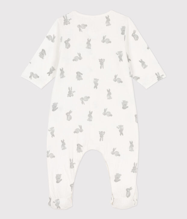 Pyjama met konijntjes in tubic wit/grijs