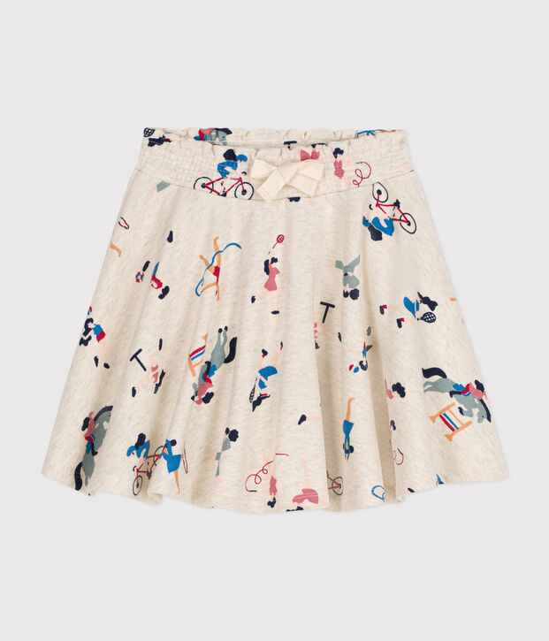 Meisjesrok in fleece beige/multicouleur
