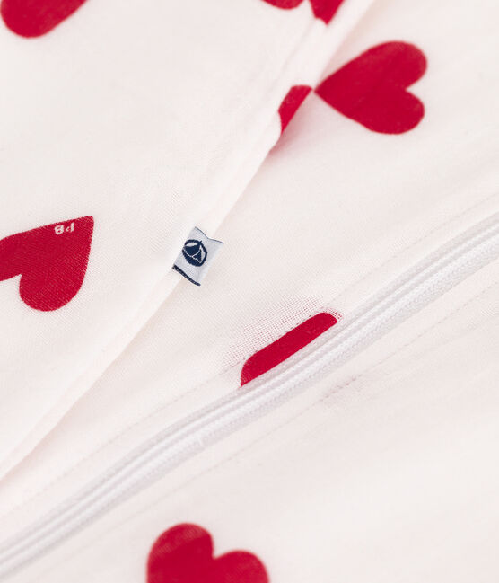 Katoenen babytrappelzak met hartjes TOG 1 wit MARSHMALLOW/rood TERKUIT