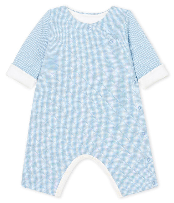 Combinaison longue bébé en tubique matelassé bleu ACIER/blanc MARSHMALLOW CN