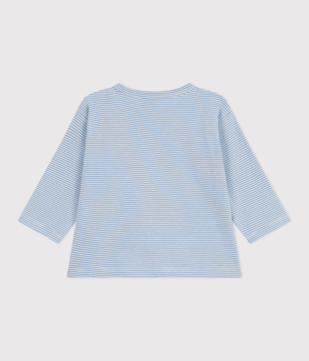 Gestreept T-shirt met lange mouwen in katoen voor baby's blauw/wit