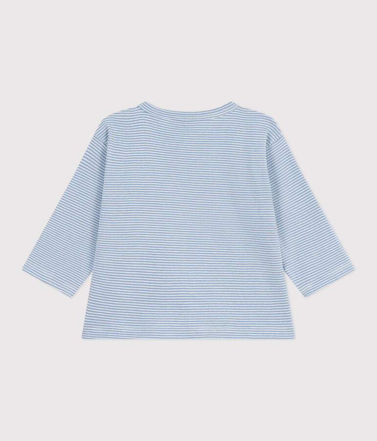 Gestreept T-shirt met lange mouwen in katoen voor baby's blauw/wit