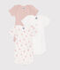 Setje met drie katoenen body's met korte mouw en bloemen voor baby's