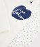 Meisjespyjama van ribtricot met minihartjes wit MARSHMALLOW/blauw MEDIEVAL