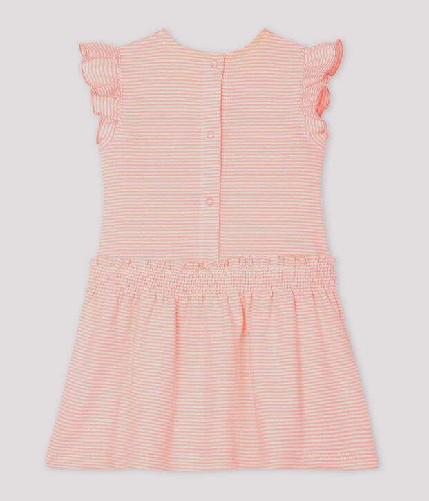 Robe milleraies b&eacute;b&eacute; fille rose/blanc