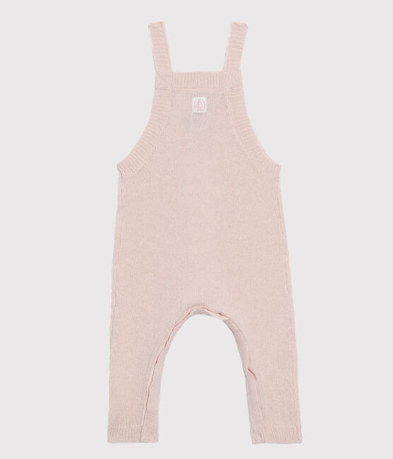 Salopette longue bébé garçon en tricot laine, nylon et alpaga. rose FLEUR