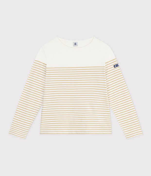 Katoenen sweatshirt met marinestrepen voor dames beige/beige
