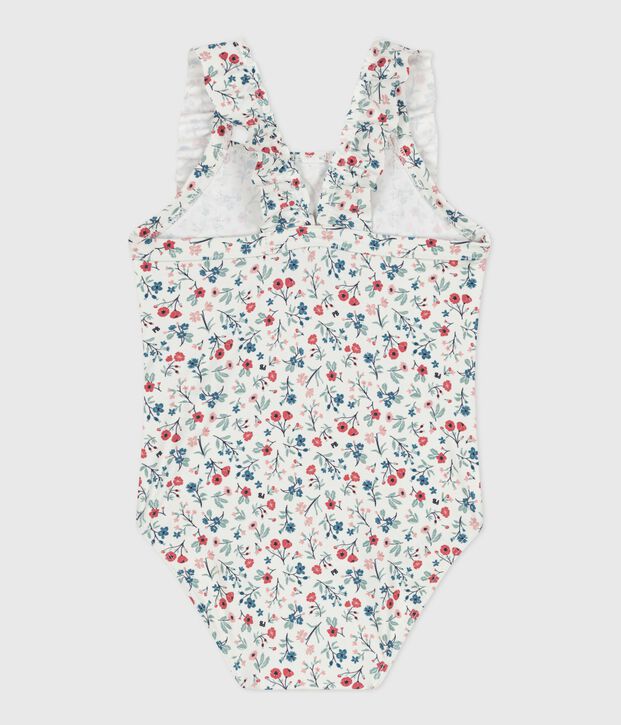 Maillot de bain b&eacute;b&eacute; une pi&egrave;ce &agrave; volants, imprim&eacute; fleuri blanc/multicouleur