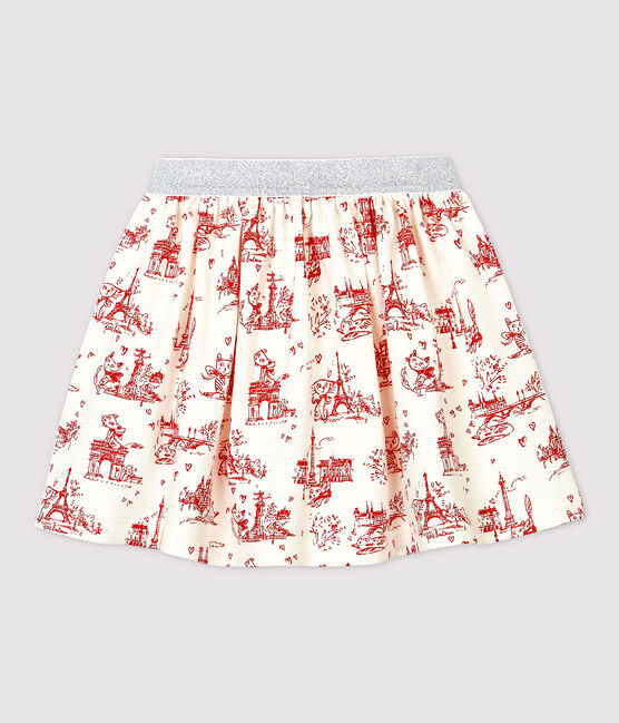 Jupe en molleton enfant fille blanc MARSHMALLOW/rouge TERKUIT