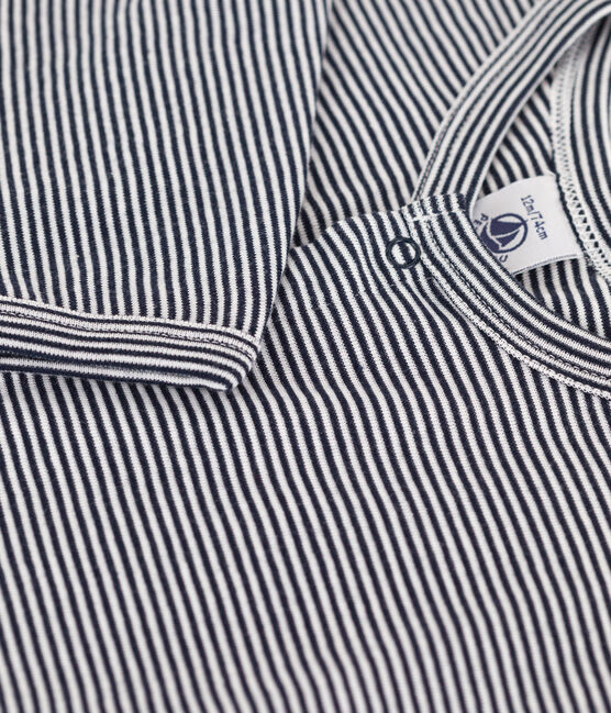 Cardigan bébé en coton bleu SMOKING/blanc MARSHMALLOW