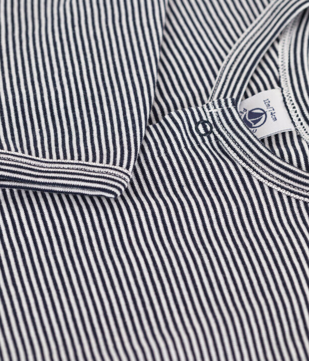 Cardigan b&eacute;b&eacute; en coton bleu/blanc