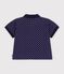 Katoenen polo met korte mouwen en bootjesprint voor baby's blauw/wit