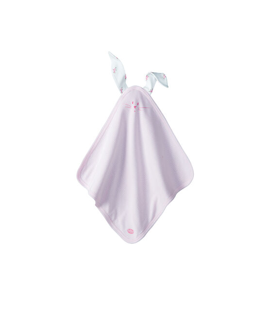 Babyknuffel konijn van gebreide stof wit LAIT/roze PIVOINE