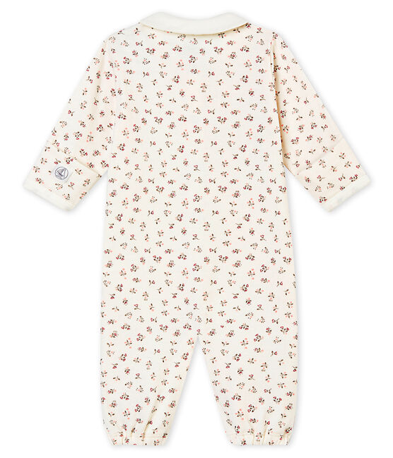 Combisac bébé fille en tubique imprimé blanc MARSHMALLOW/blanc MULTICO