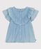 Blouse enfant en coton manches courtes unie bleu BLEU CLAIR