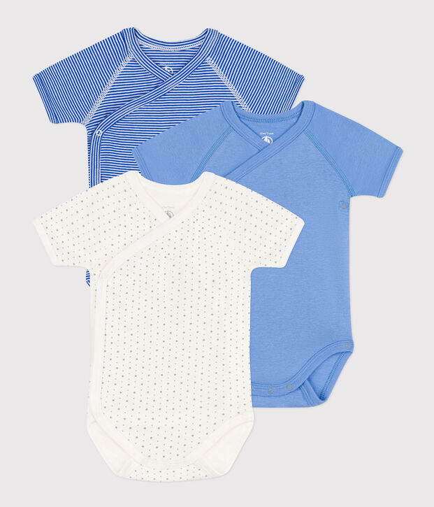 Lot de 3 bodies crois&eacute;s manches courtes imprim&eacute;s en coton multicouleur
