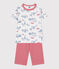 Pyjama short enfant en coton mi-long imprimé Paris blanc MARSHMALLOW/blanc MULTICO