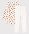 Chemise de nuit et legging hiboux petite fille en velours et en coton blanc MARSHMALLOW/ ECUREUIL