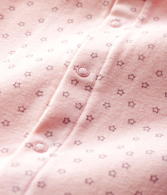 Romperpyjama zonder voetjes met sterretjes van biologisch katoen, voor babymeisjes roze FLEUR/grijs CONCRETE