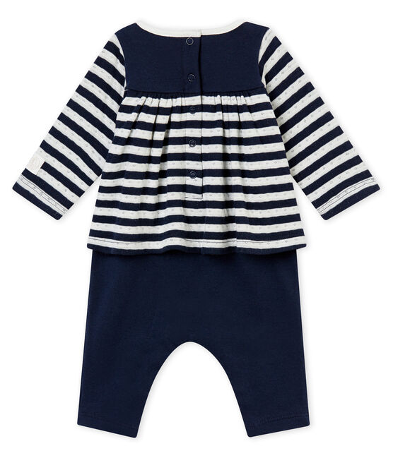 Combinaison longue bébé fille bleu SMOKING/blanc MARSHMALLOW