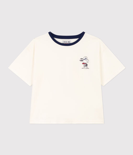 LE BOXY, katoenen T-shirt voor dames wit MARSHMALLOW