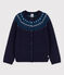 Meisjescardigan van wol en katoen blauw SMOKING/wit MULTICO