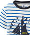 Gestreept jongens-T-shirt met opdruk wit MARSHMALLOW/blauw PERSE