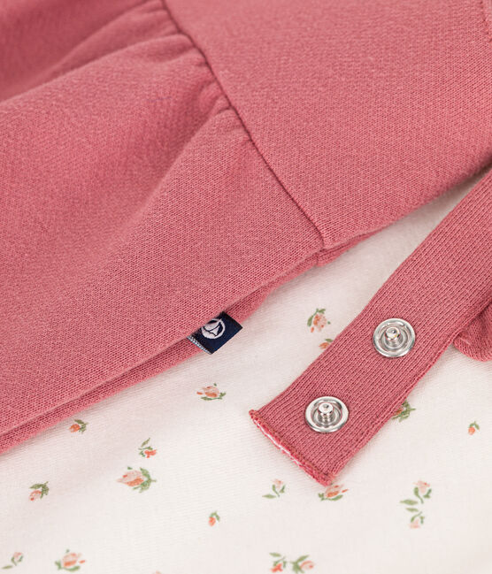 Setje met salopette van fleece en katoenen T-shirt voor baby's roze ROSEWOOD/ MULTICO