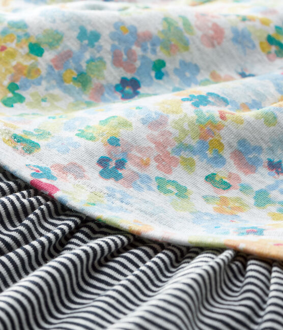Jersey jurk met lange mouwen voor babymeisjes grijs POUSSIERE/wit MULTICO
