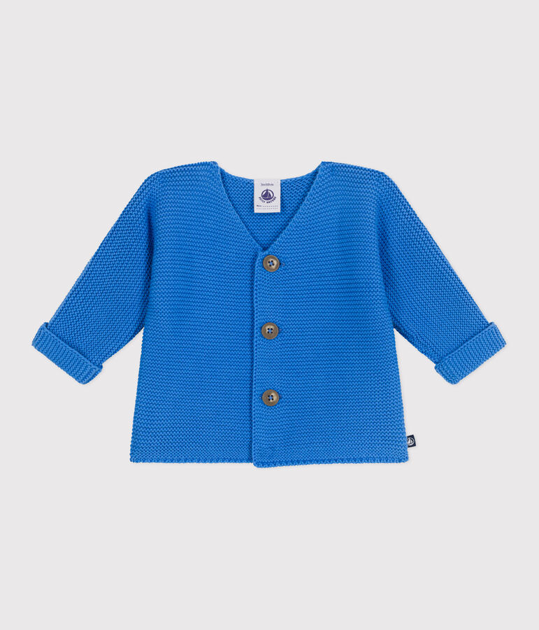 Gebreid katoenen vestje in ribbelsteek voor baby's blauw