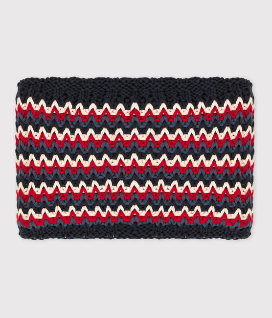 Snood enfant garçon-fille bleu SMOKING/blanc MULTICO