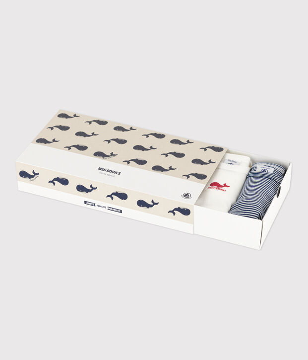 Lot de 5 bodies manches longues baleine b&eacute;b&eacute; en coton multicouleur