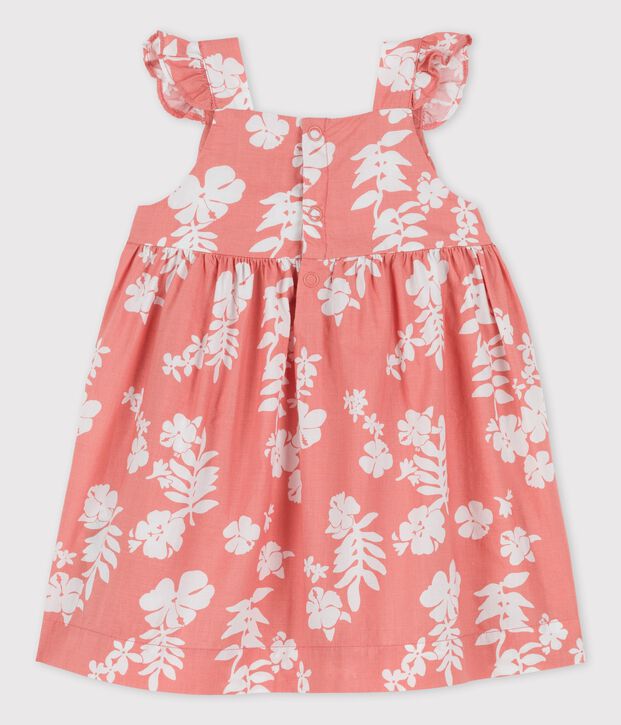 Robe imprim&eacute;e Hawa&iuml; en popeline b&eacute;b&eacute; rose/blanc