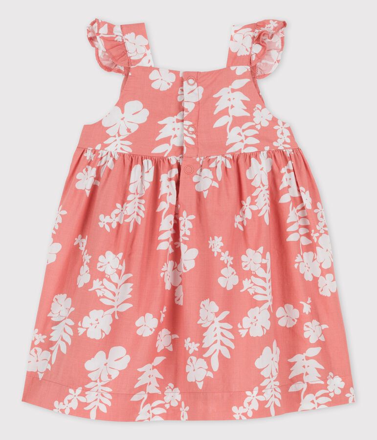 Robe imprim&eacute;e Hawa&iuml; en popeline b&eacute;b&eacute; rose/blanc