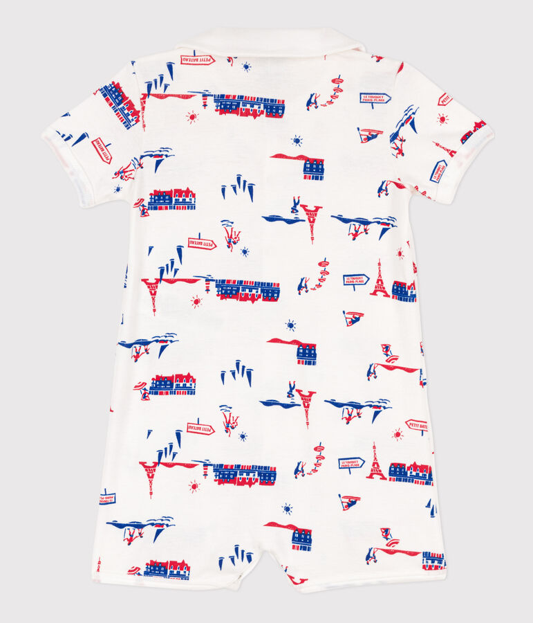 Kort katoenen babypakje in het thema 'Parijs' wit/multicouleur