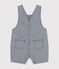 Gestreepte korte salopette voor baby's blauw MEDIEVAL/wit MARSHMALLOW
