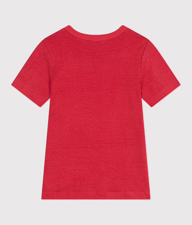 Linnen T-shirt met korte mouwen voor dames rood