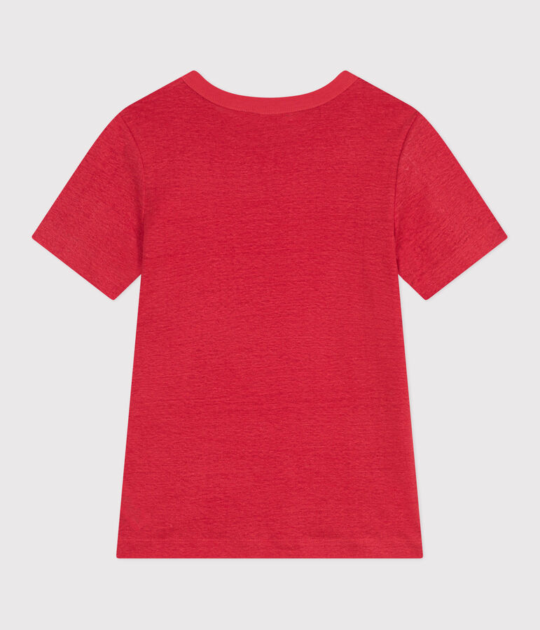 Linnen T-shirt met korte mouwen voor dames rood