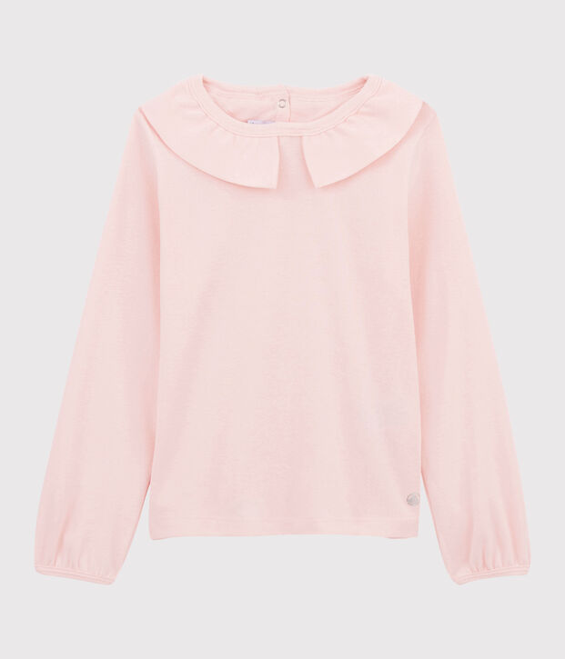 Tee-shirt &agrave; col enfant fille rose