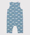 Combinaison longue bébé imprimée en molleton bleu ROVER/blanc MARSHMALLOW